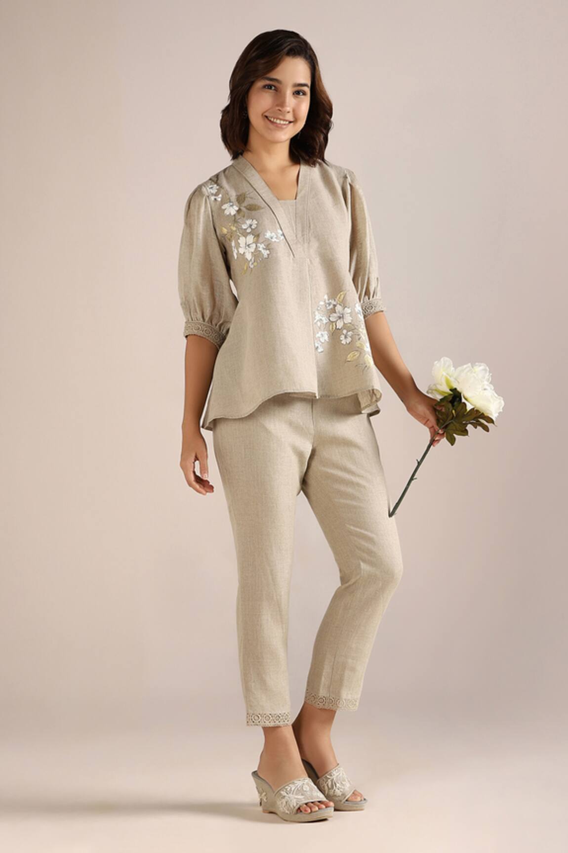 Kaveri Camelia Floral Print Top & Pant Set 