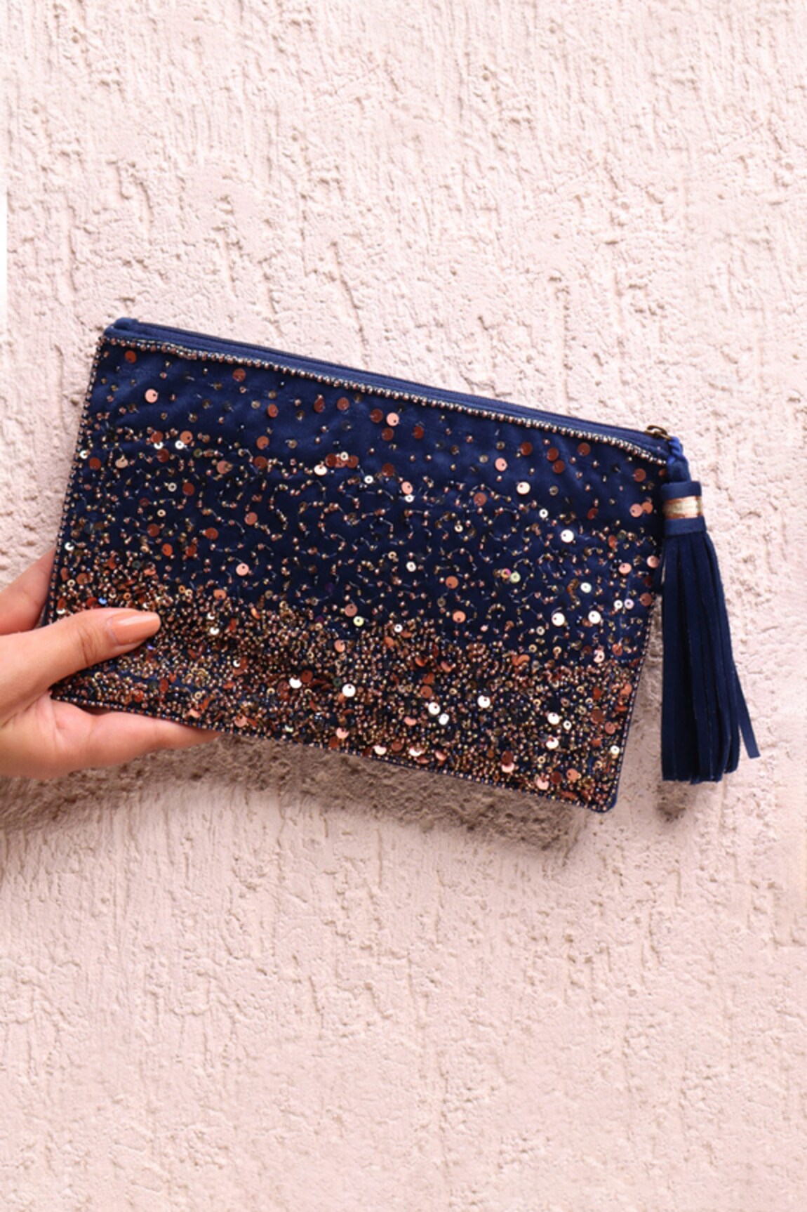 Sandalwali Gloria Velvet Embellished Clutch