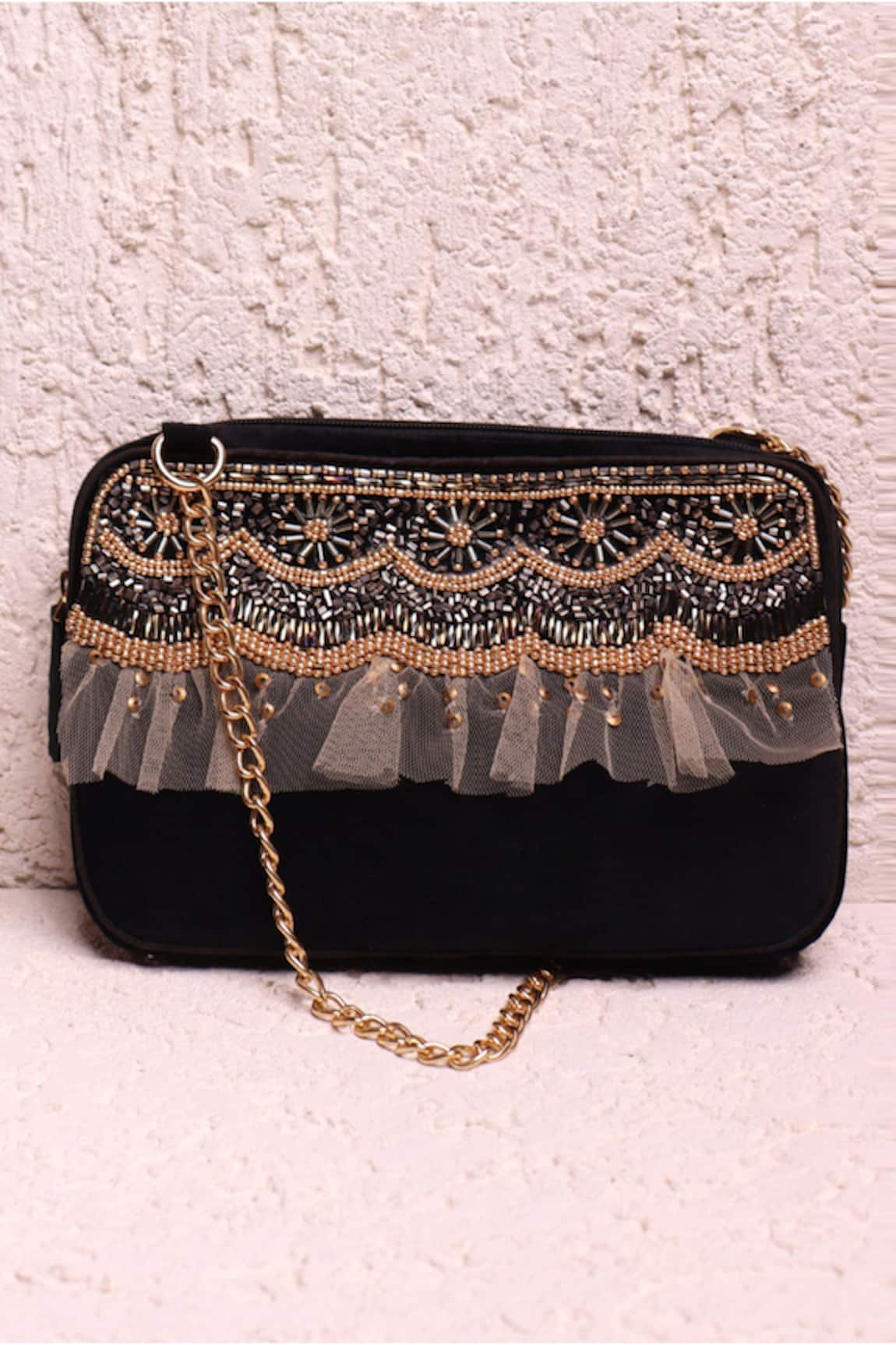 Sandalwali Mia Velvet Embellished Bag