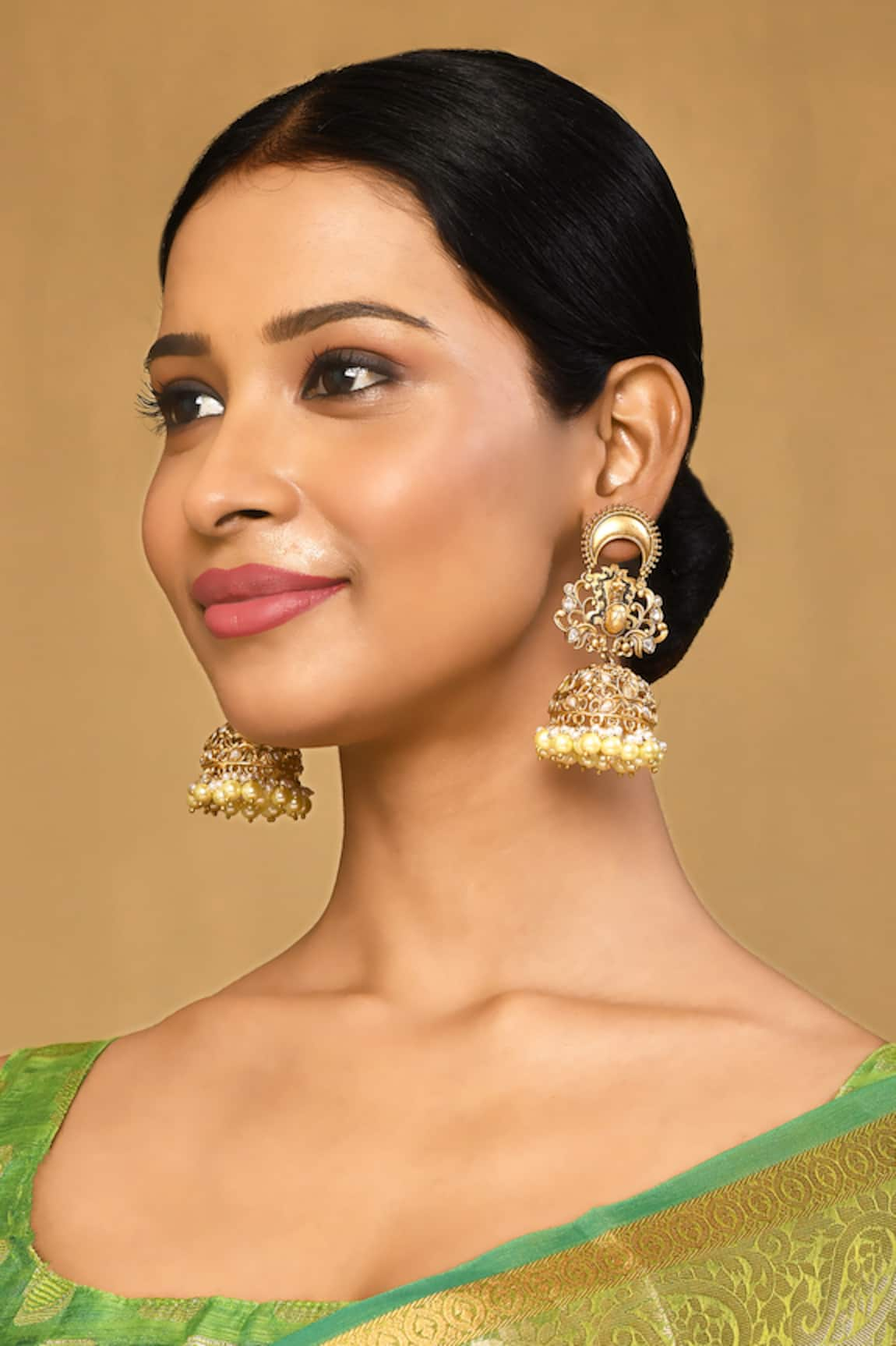 Anjali Jain Peacock Carved Cutwork Earrings