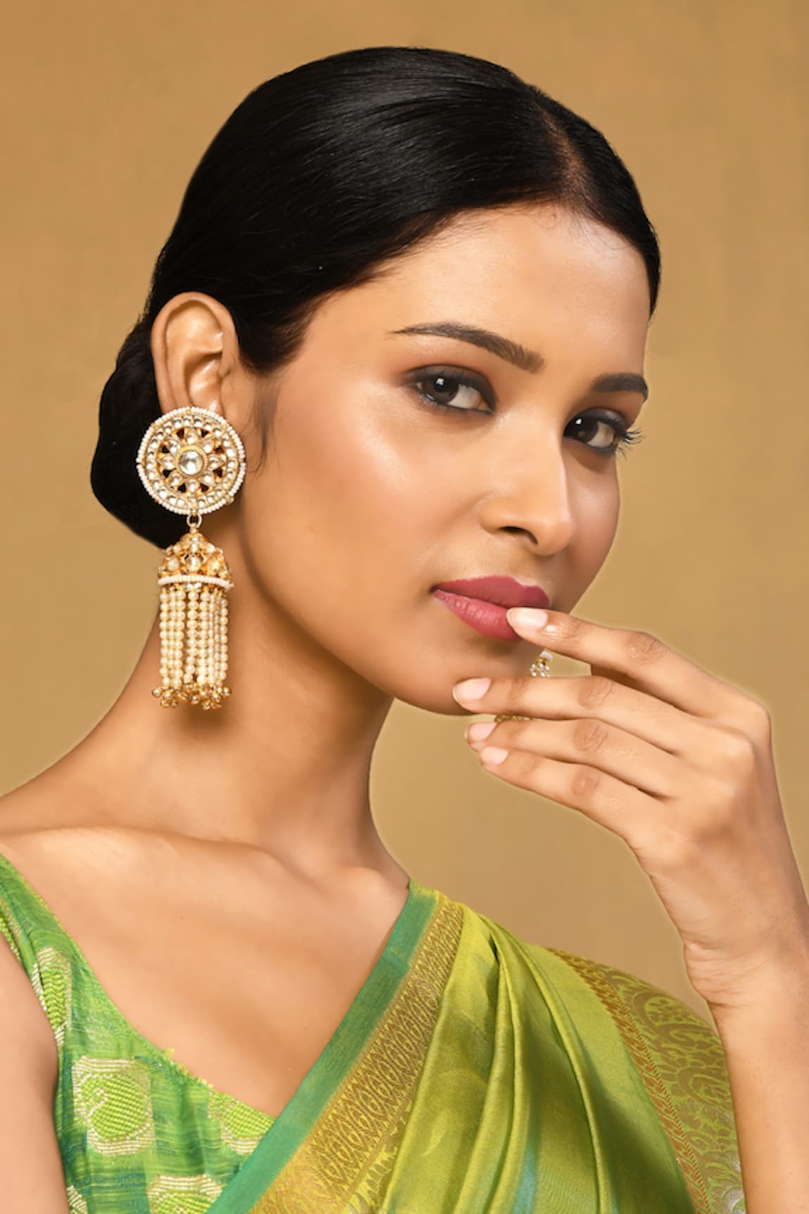 Anjali Jain Kundan Embellished Jhumkas