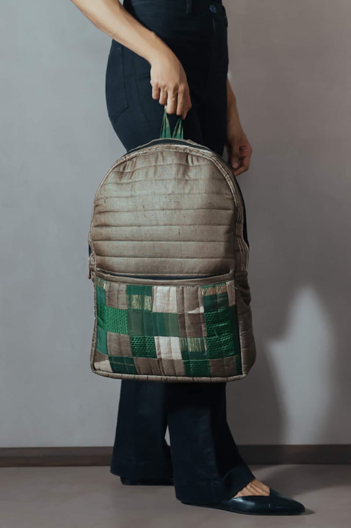 Riti Reshma Silk Saree Godhadi Patchwork Backpack