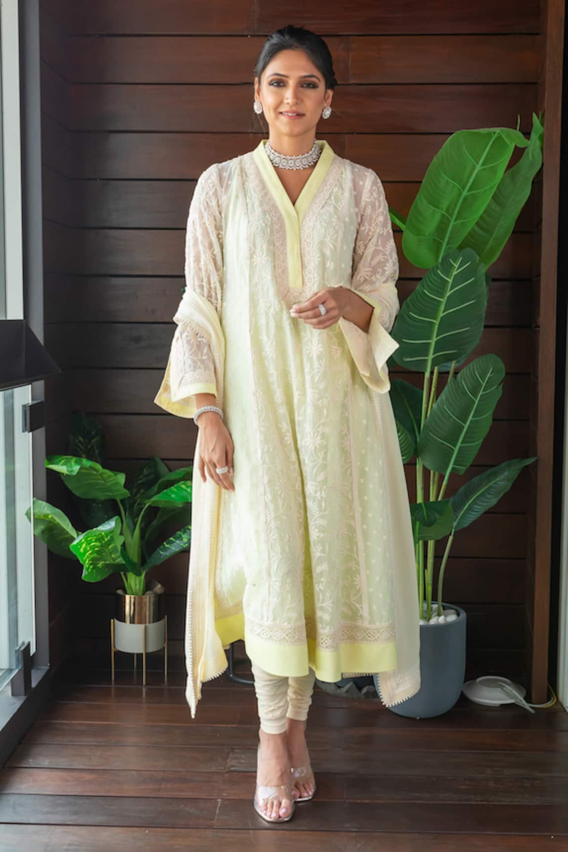 Neither Nor Thread Work Kurta With Slip