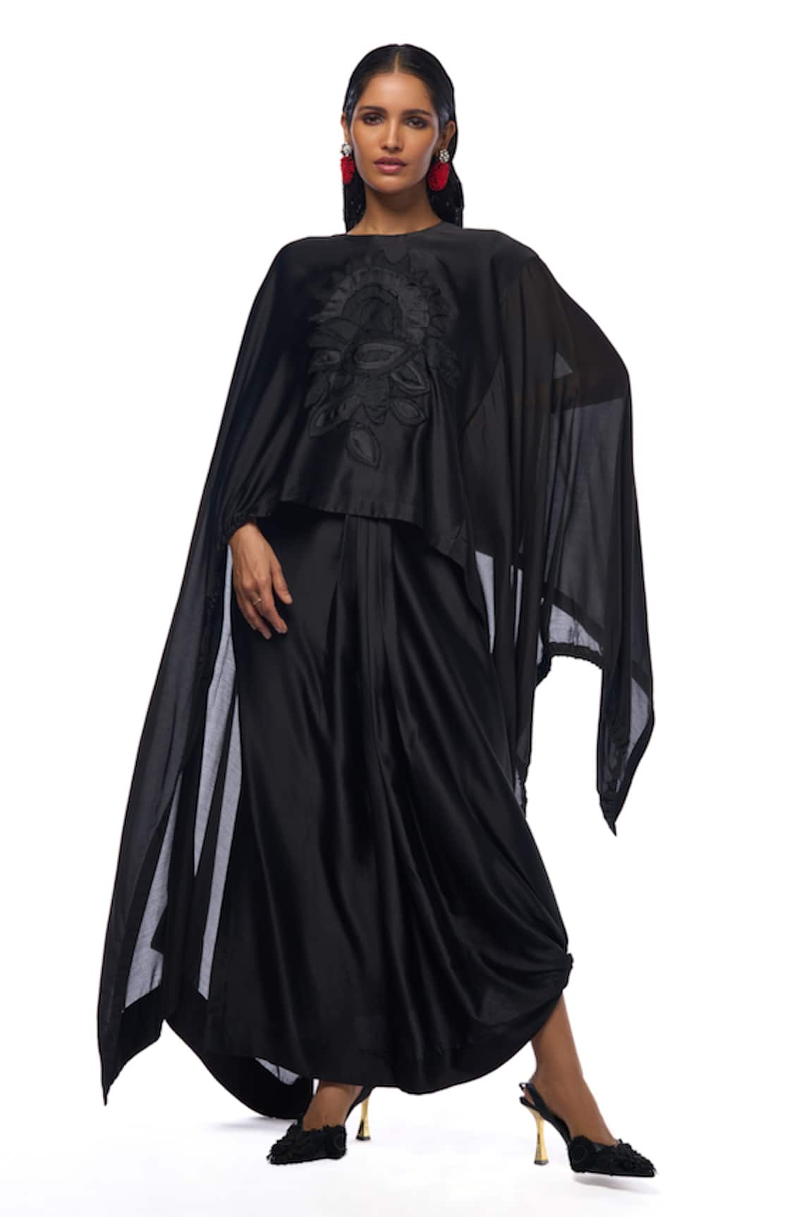 AK-OK Musk Bloom Patch Work Cape With Lungi Skirt