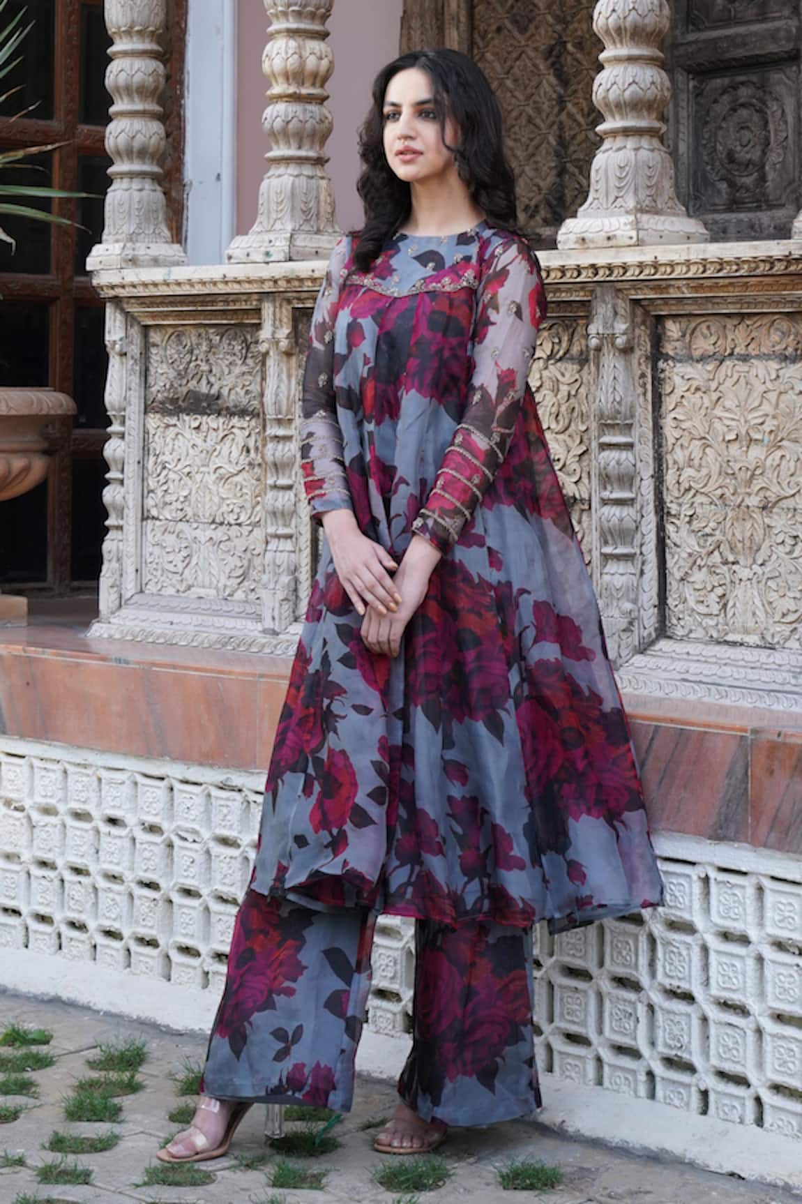 Astha Narang Floral Print Kurta & Palazzo Set