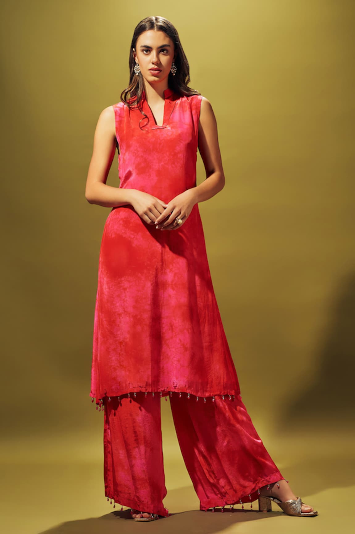 SAMMOHI BY MOKSHA AND HIRAL Tie & Dye Pattern Kurta With Palazzo