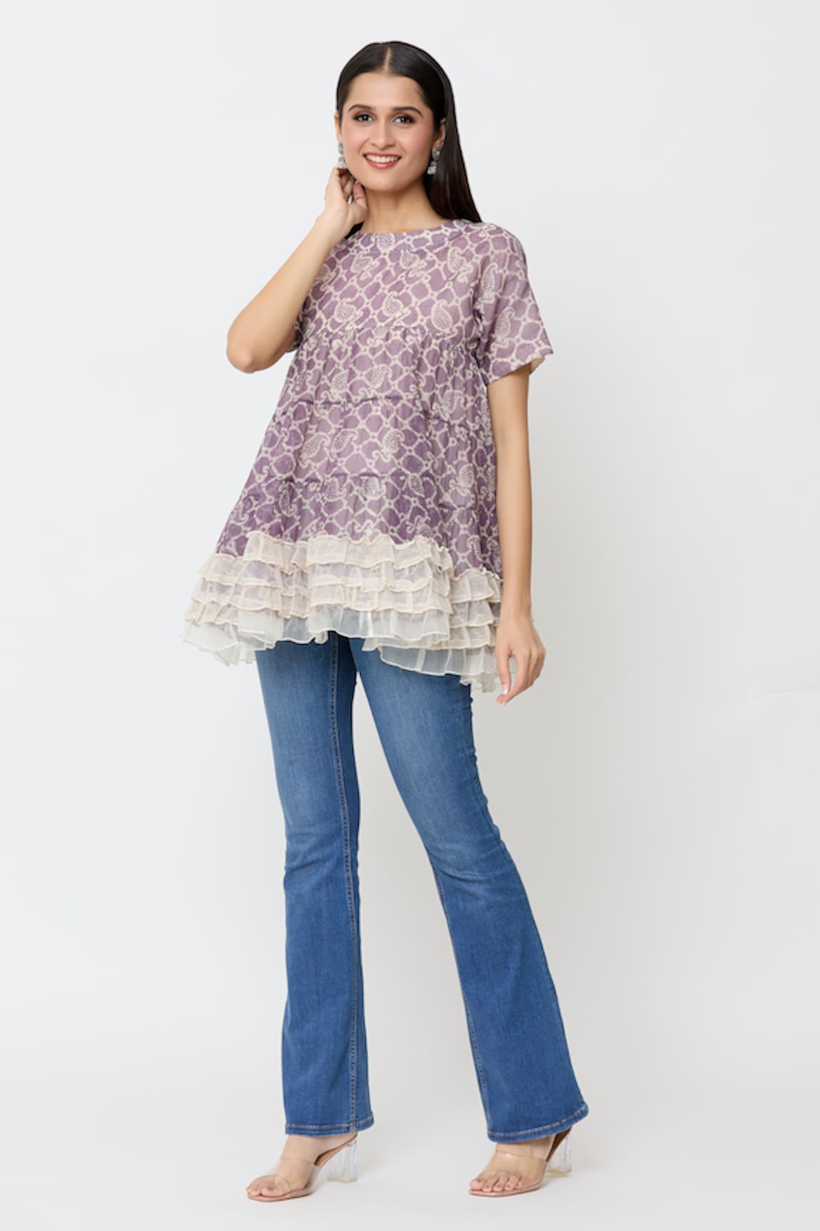 Ek Katha Geometric Paisley Print Long Top