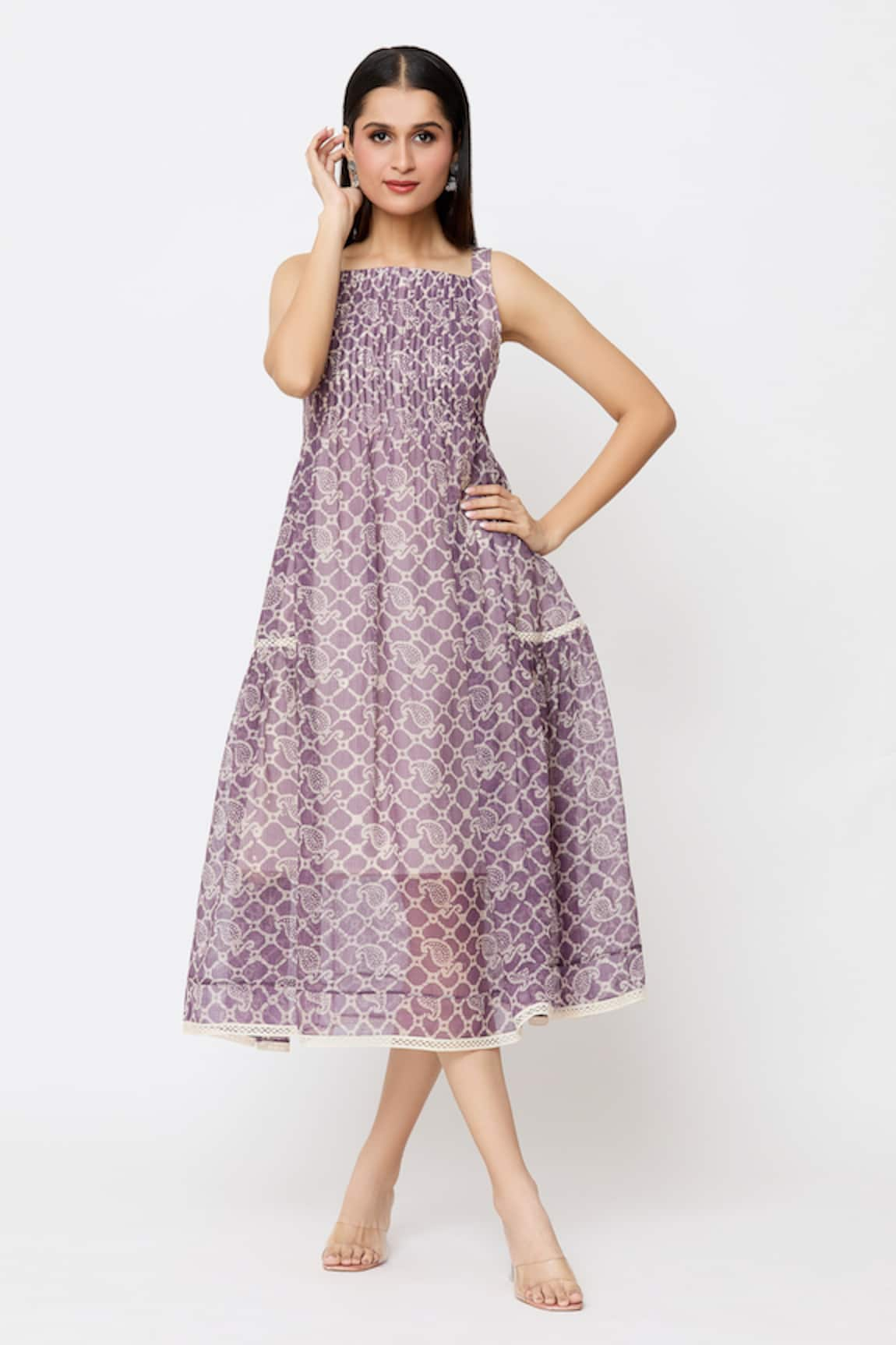 Ek Katha Batik Block Print A-Line Flared Dress