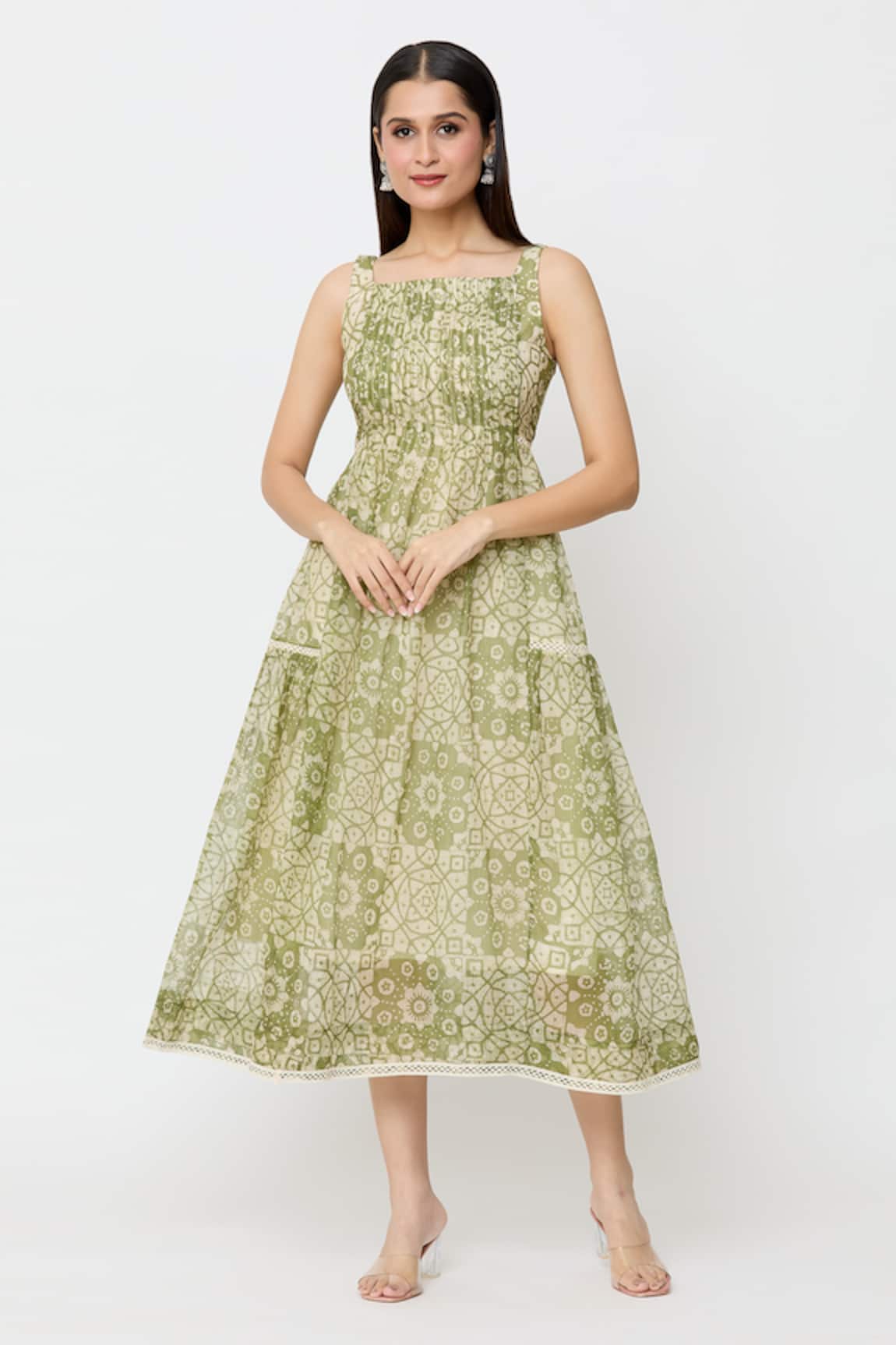 Ek Katha Floral Batik Print Midi Dress