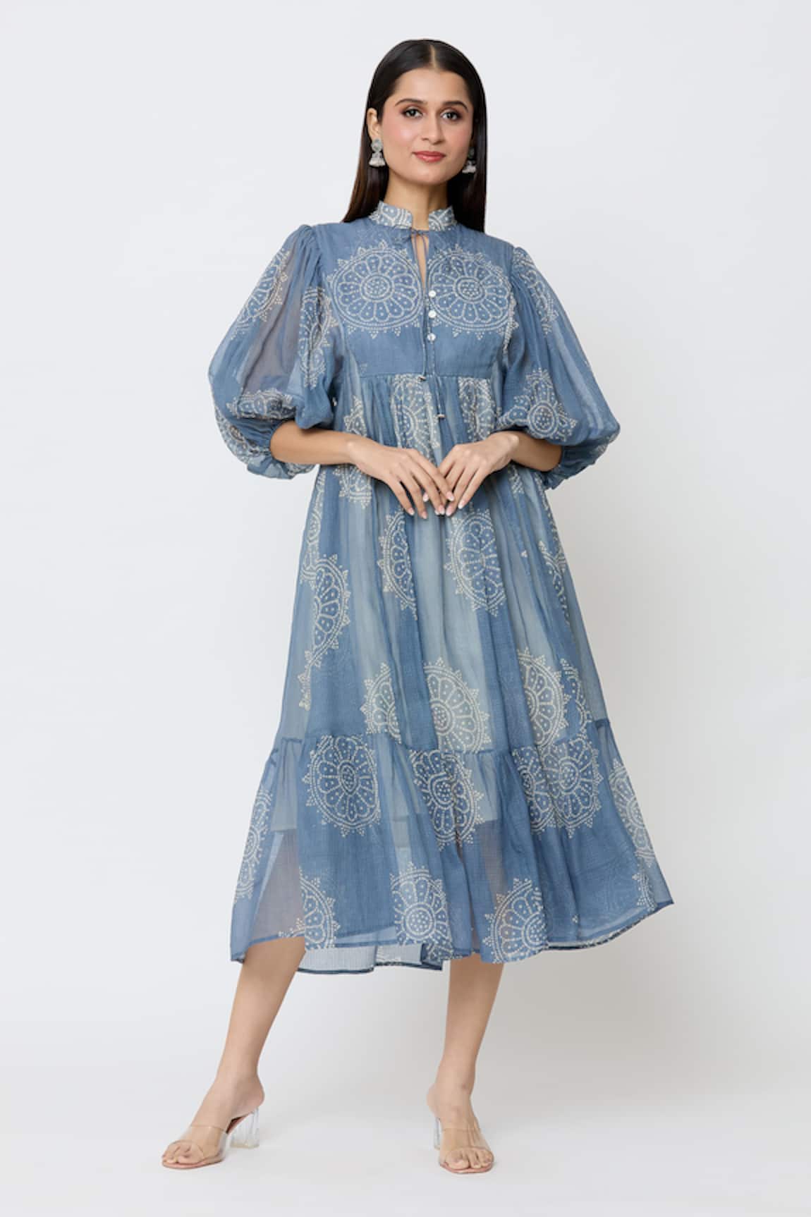 Ek Katha Flower Batik Print Midi Dress