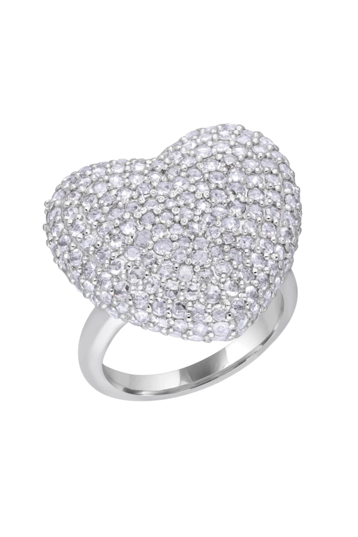 KAJ Fine Jewellery 18Kt White Gold Rose Cut Diamond Heart Shaped Ring