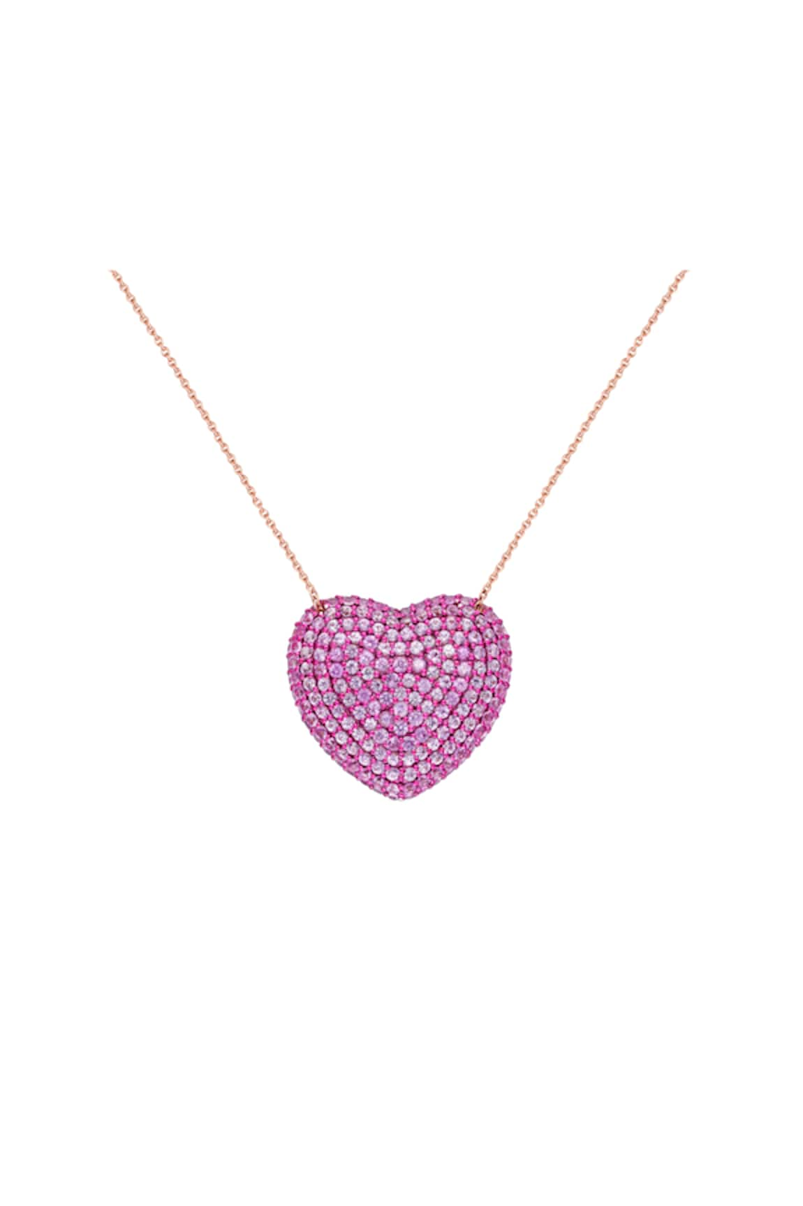 KAJ Fine Jewellery 18Kt Rose Gold Sapphire Heart Shaped Pendant Necklace