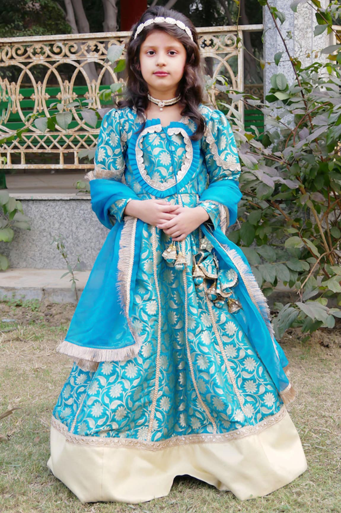 Shining Kanika Brocade Tasseled Anarkali With Dupatta