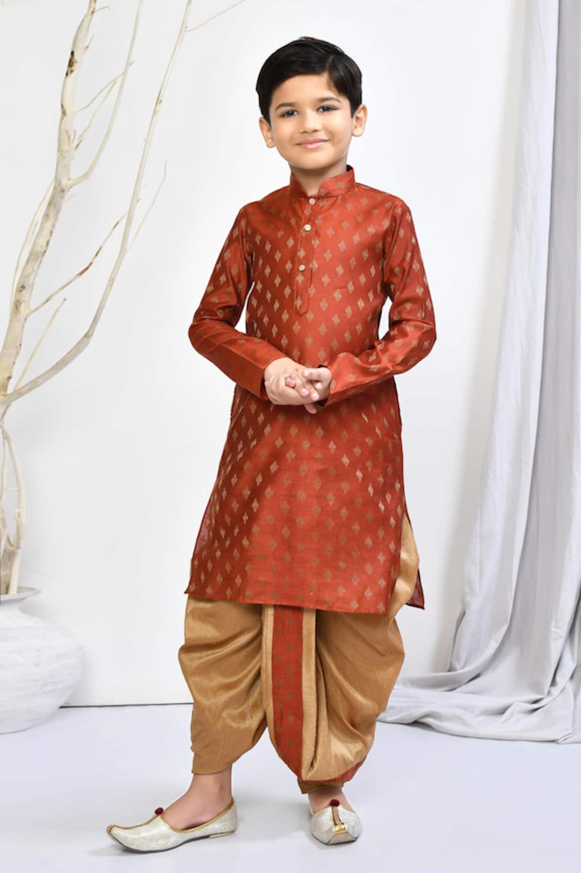 Samyukta Singhania Floral Motif Brocade Kurta Dhoti Pant Set 