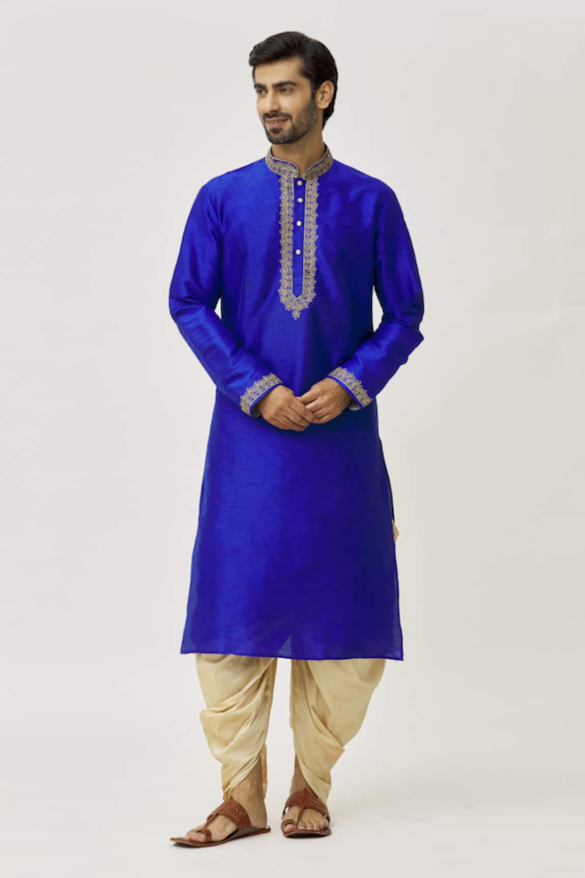 Arihant Rai Sinha Placket Floral Embroidered Kurta & Dhoti Pant Set 