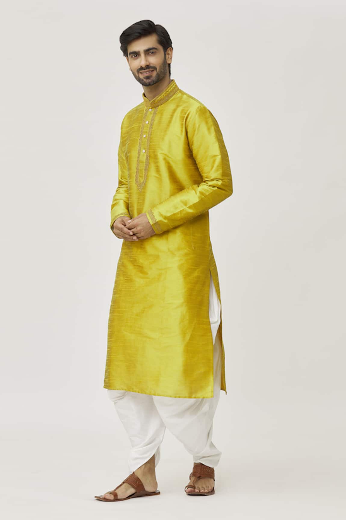 Arihant Rai Sinha Placket Aari Embroidered Kurta & Dhoti Pant Set 