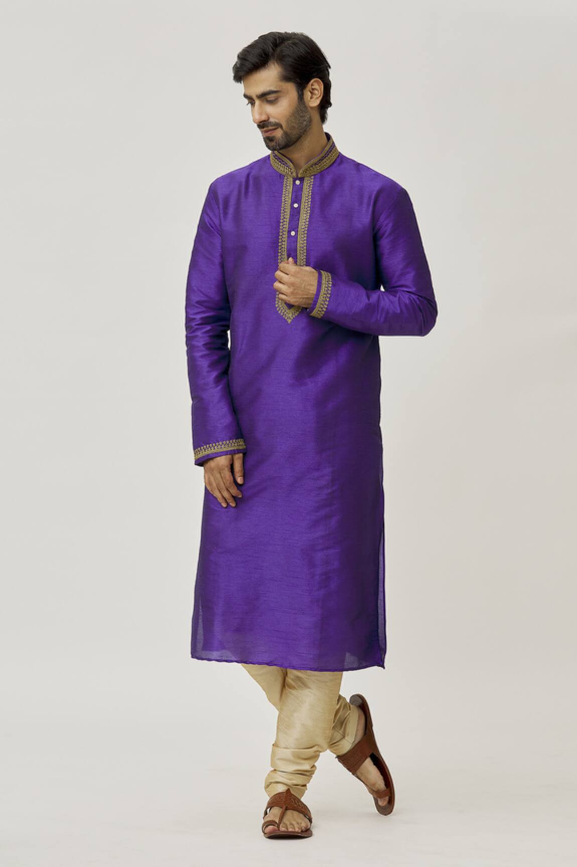 Arihant Rai Sinha Placket Aari Work Kurta & Dark Beige Churidar Set 