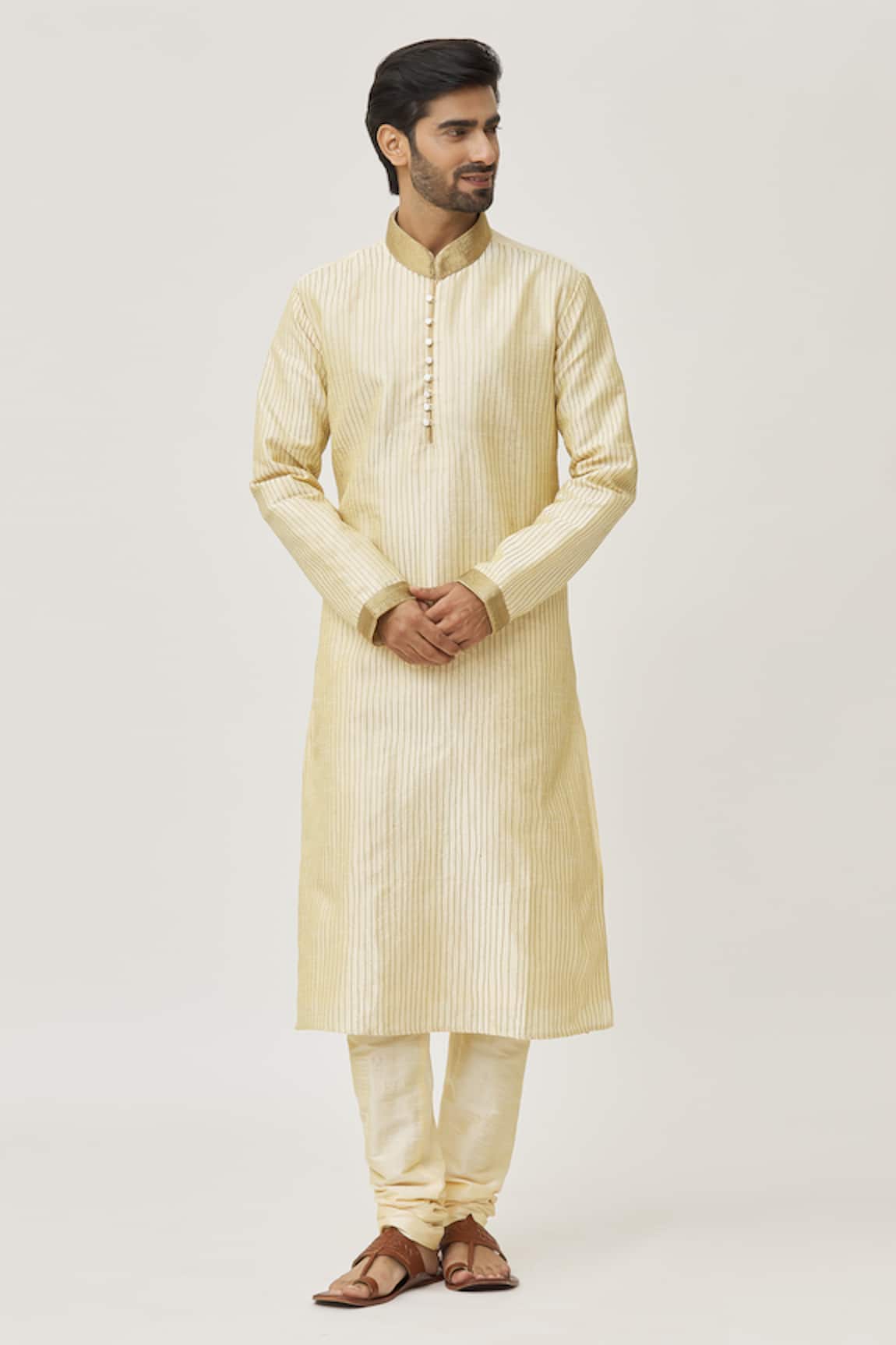 Arihant Rai Sinha Thread Embroidered Long Kurta & Churidar Set 