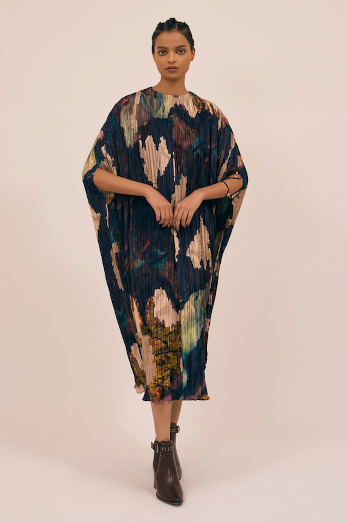 Amka India Bloom Abstract Print Kaftan Dress