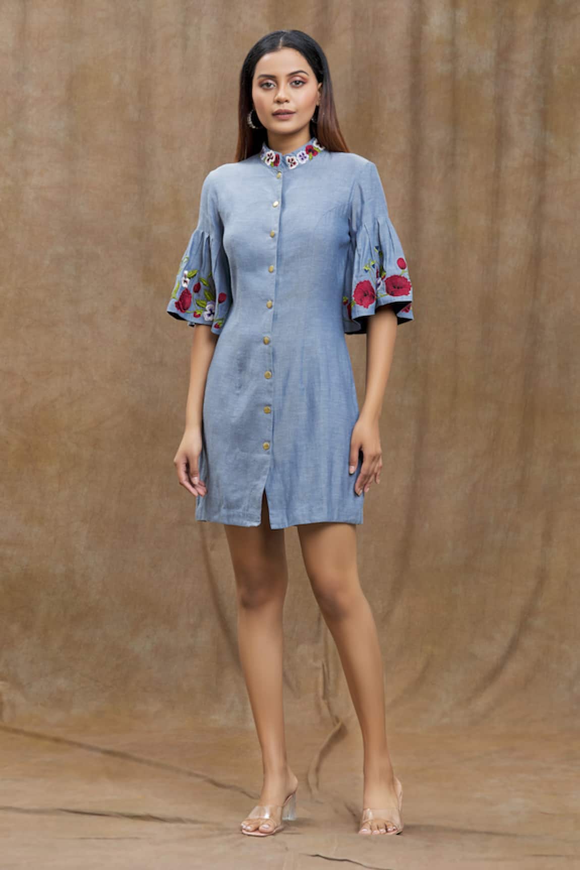 Varsha Wadhwa Floral Sleeve Embroidered Dress