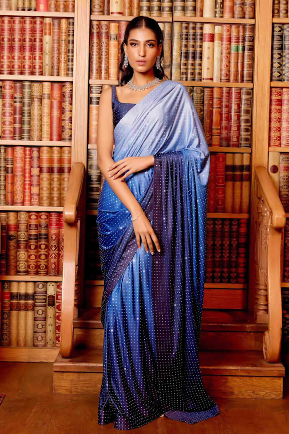 Gauri Dhawan Swarovski Crystal Embellished Saree With Blouse