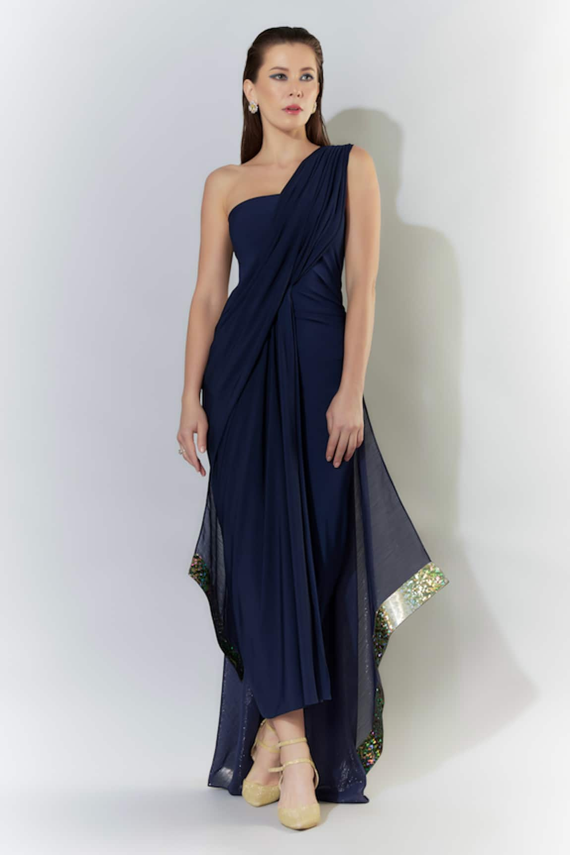 Cham Cham One-Shoulder Gathered Gown