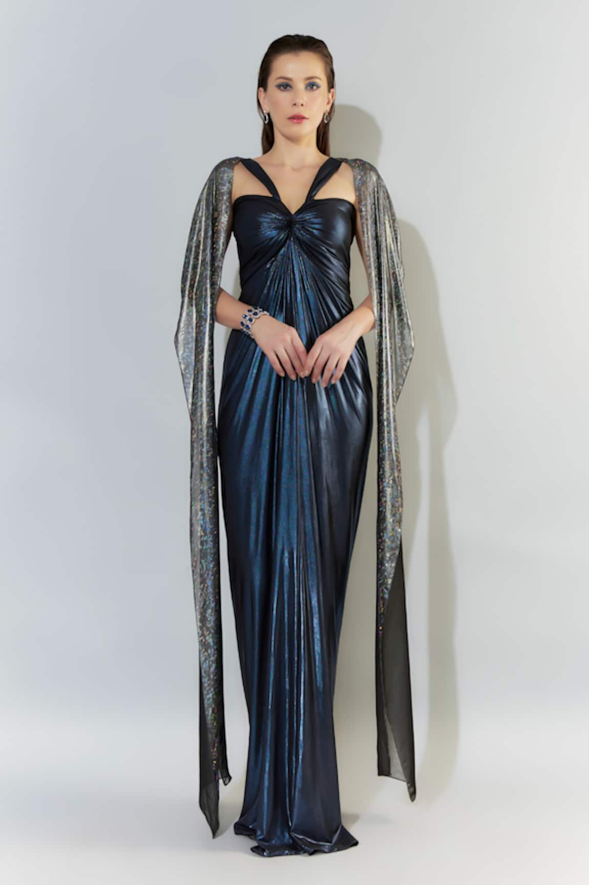 Cham Cham Metallic Gathered Gown