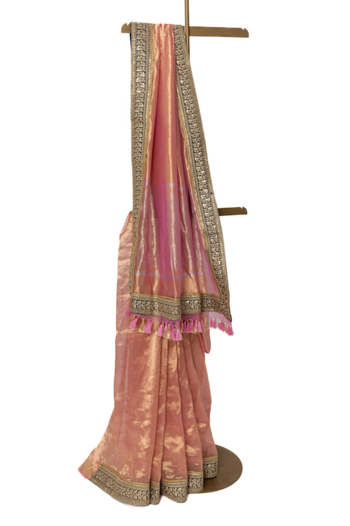 Paaprika Tissue Embellished Border Saree With Unstitched Blouse Piece