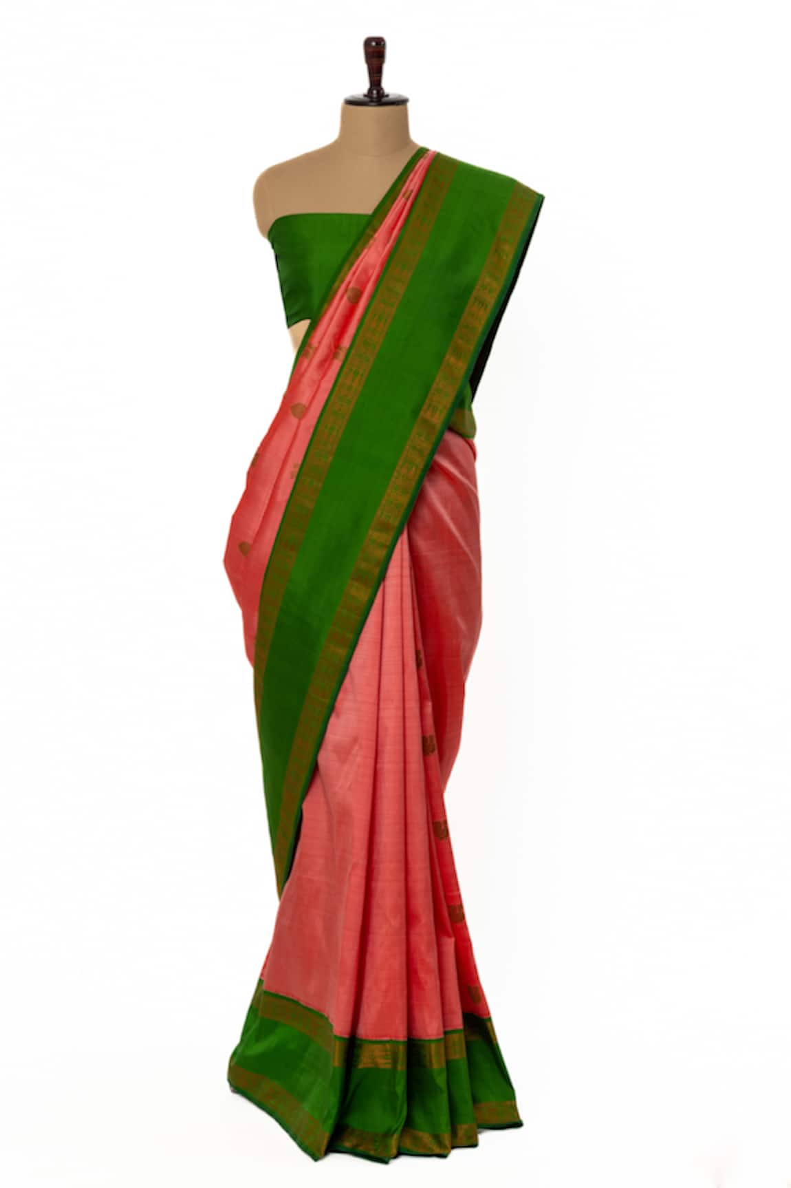 Paaprika Silk Woven Kanjeevaram Saree With Unstitched Blouse Piece