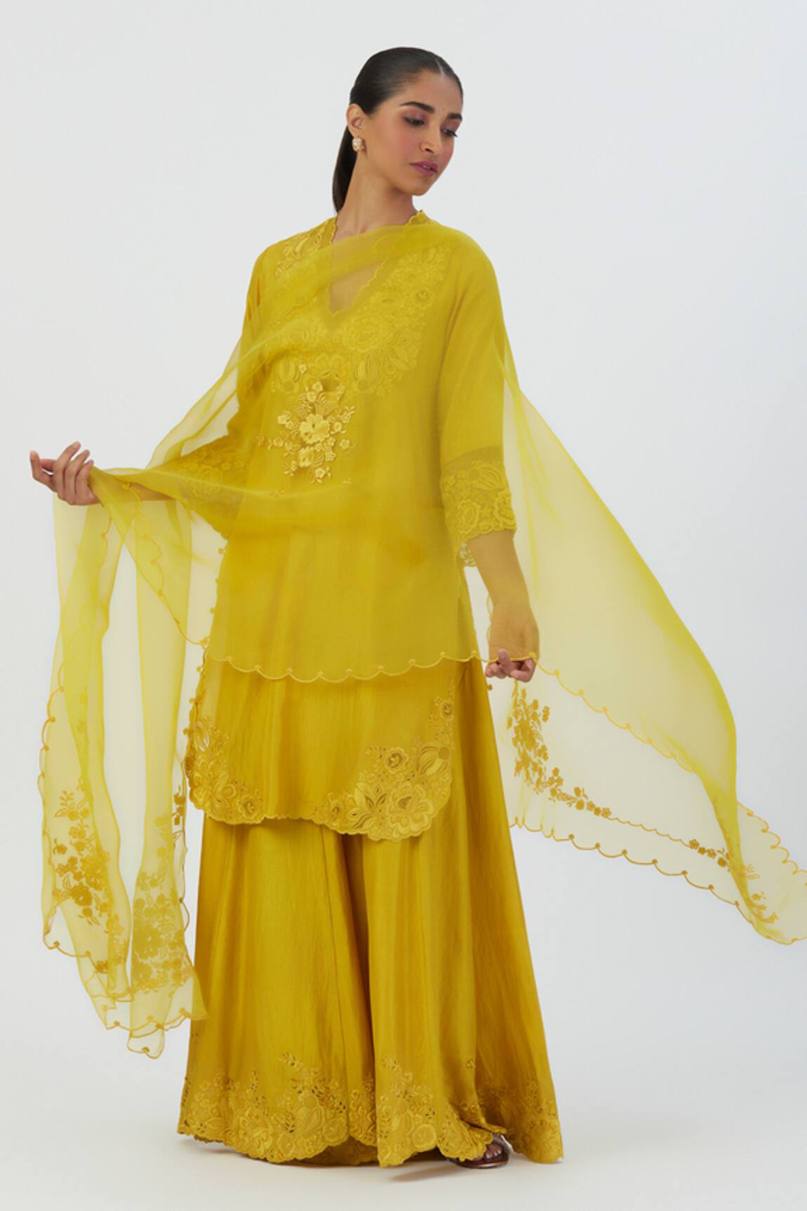 Lajjoo C Nira Florid Embroidered Organza Dupatta