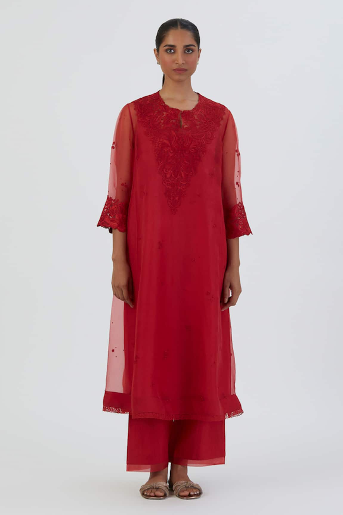 Lajjoo C Prisha Thread Work Kurta & Pant Set