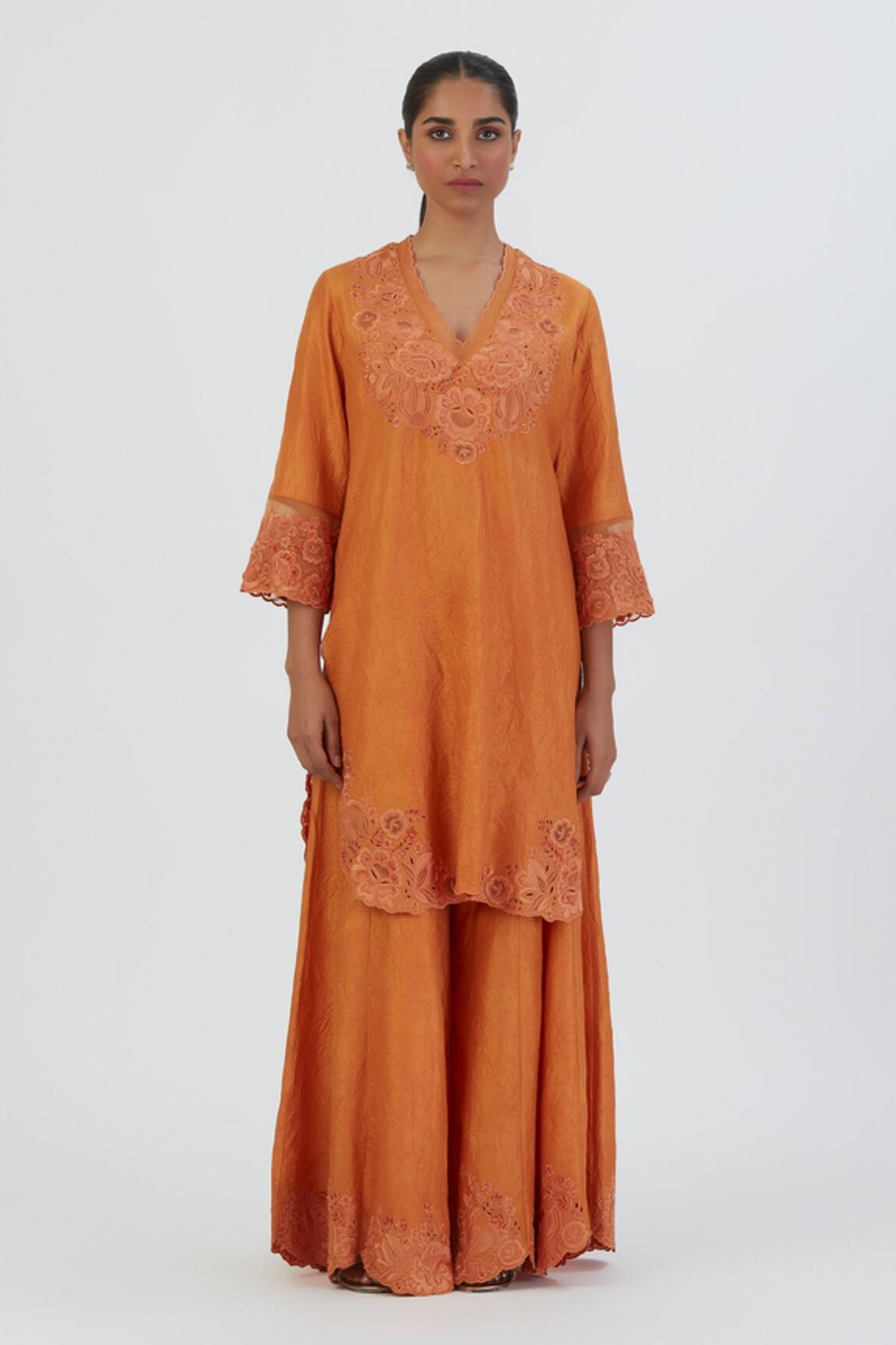 Lajjoo C Isha Thread Embroidered Kurta & Sharara Set