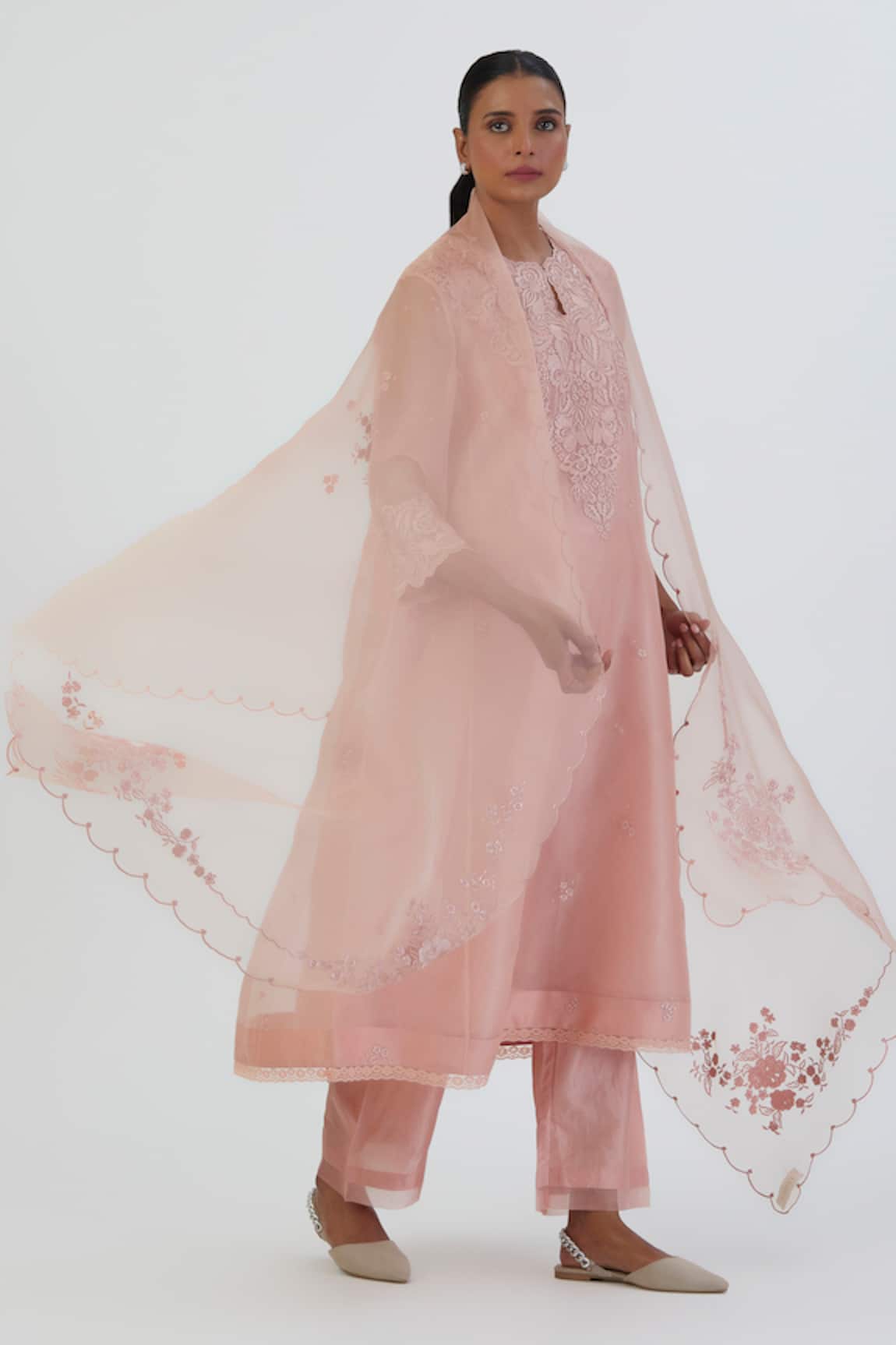 Lajjoo C Nira Organza Thread Embroidered Dupatta