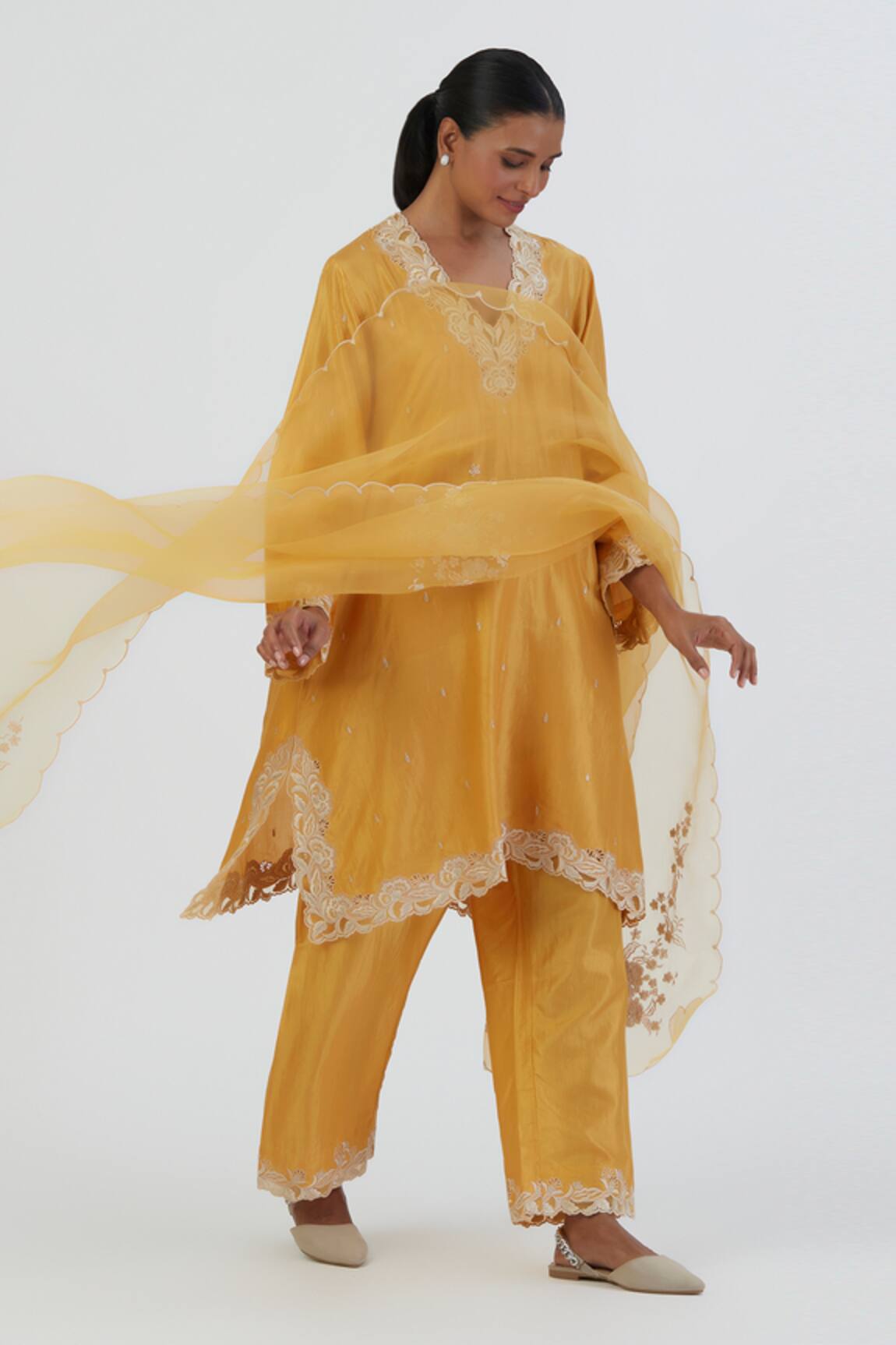 Lajjoo C Nira Thread Work Organza Dupatta