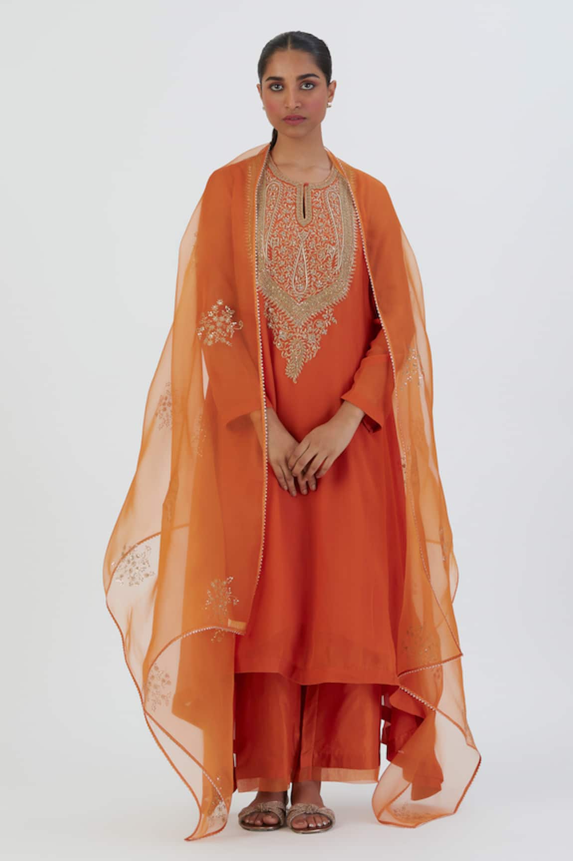 Lajjoo C Ira Floral Cluster Embroidered Dupatta