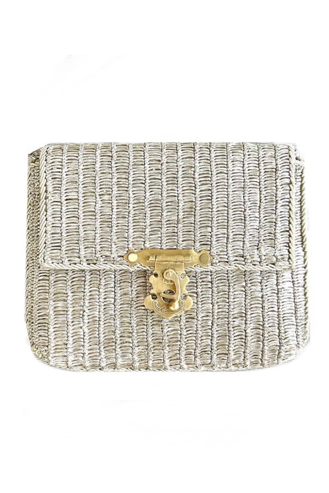 Kokommo Amora Metallic Woven Pattern Clutch