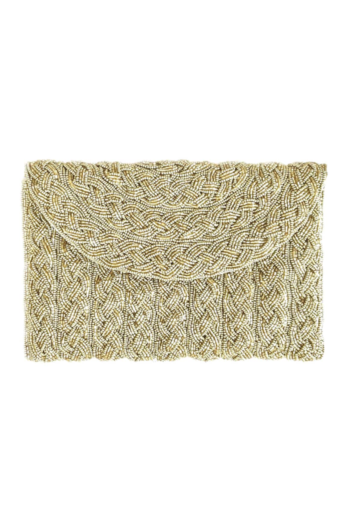 Kokommo Liana Metallic Braided Embroidered Clutch