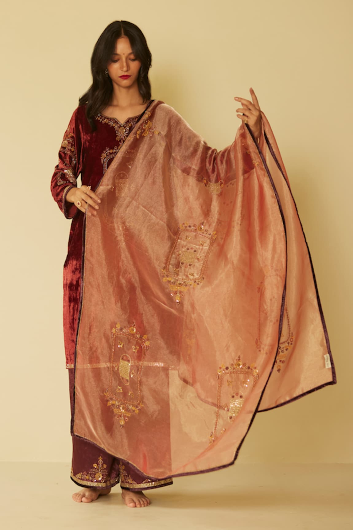 Sarang Kaur Dareecha Hand Embroidered Dupatta