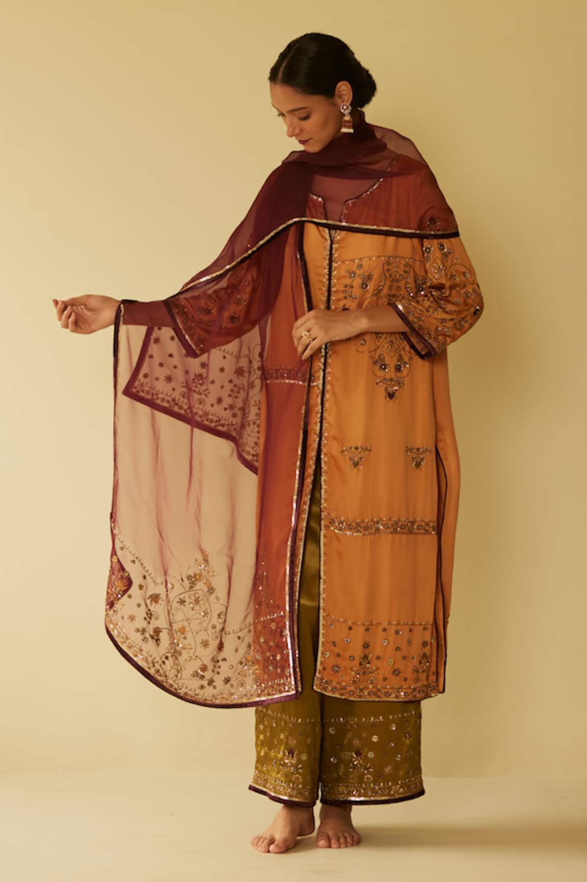 Sarang Kaur Farida Hand Embroidered Dupatta