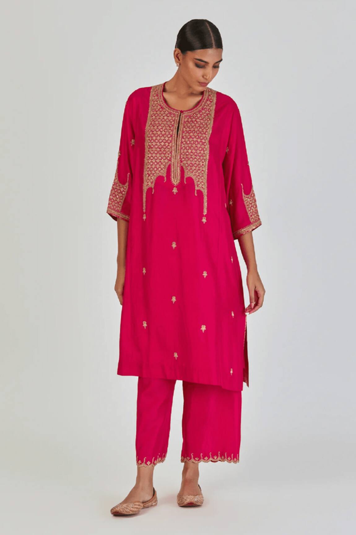 Lajjoo C Indrani Silk Sequin Embellished Kurta With Pant