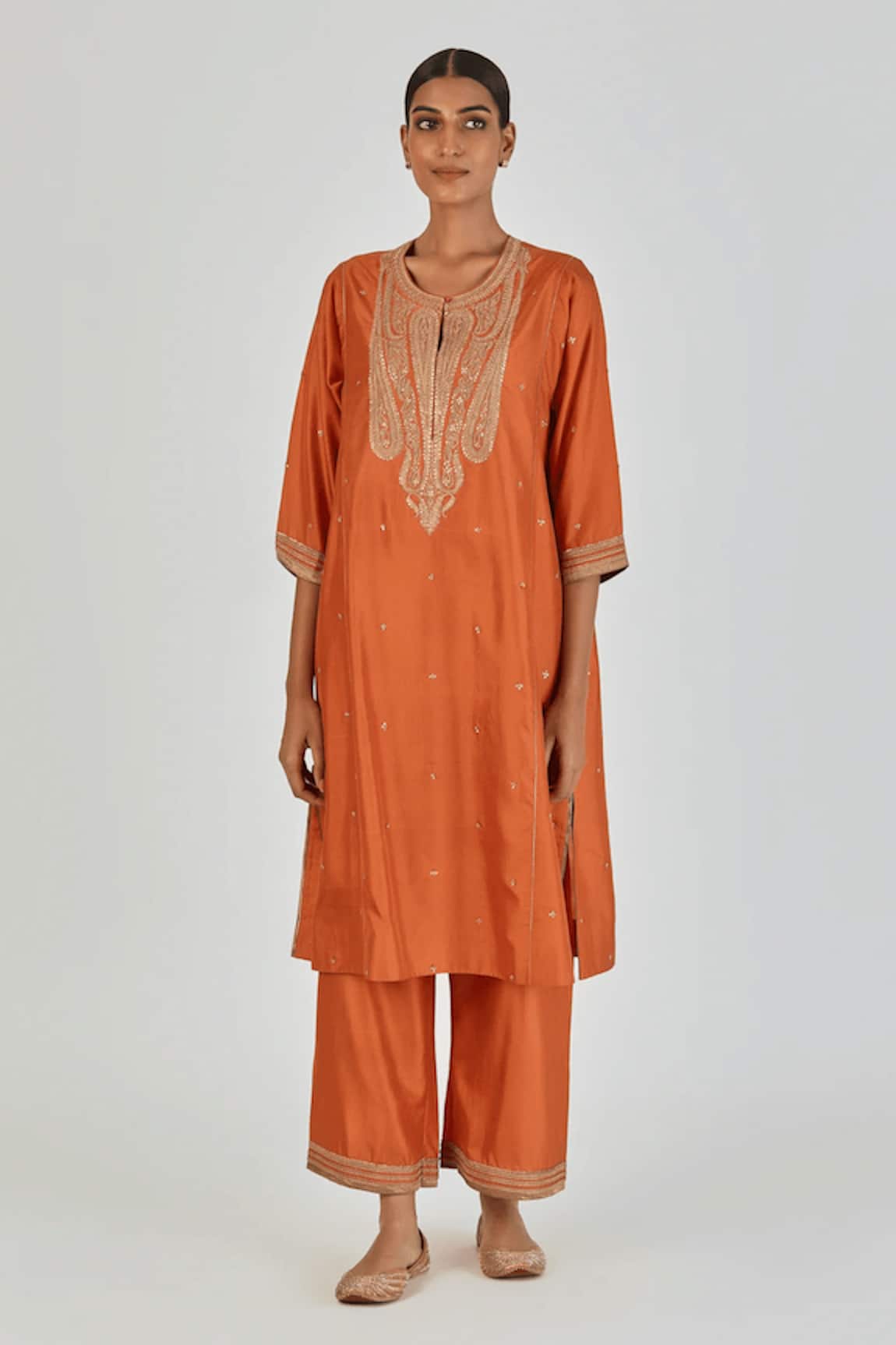 Lajjoo C Dipty Boteh Embroidered Kurta With Palazzo