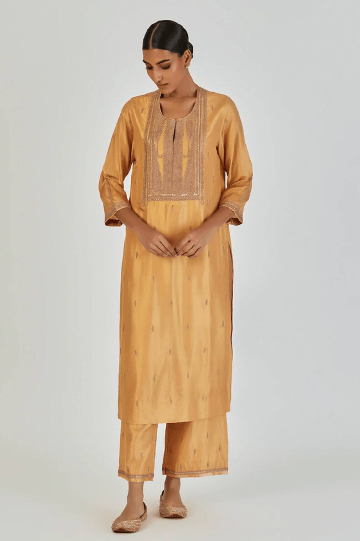 Lajjoo C Shrisha Tendril Embroidered Kurta With Palazzo