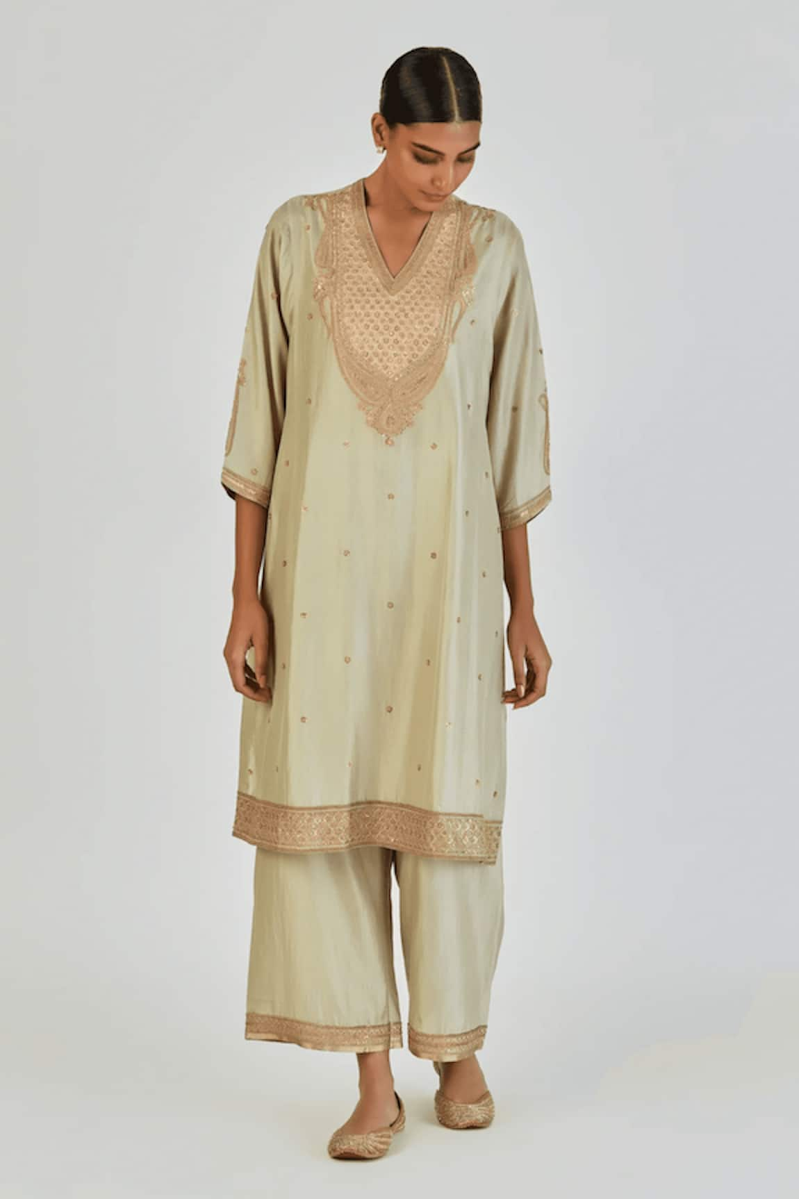 Lajjoo C Barkha Gul Bahar Embroidered Kurta With Palazzo