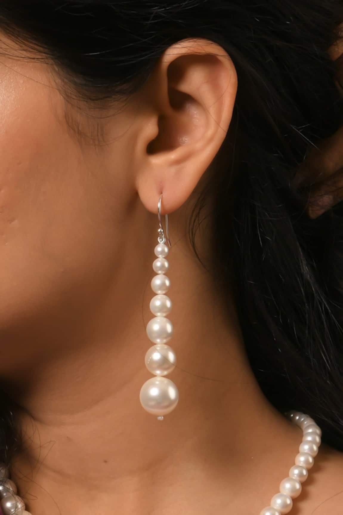 Totapari Bold Graduated Pearl Embellished Dangler Earrings