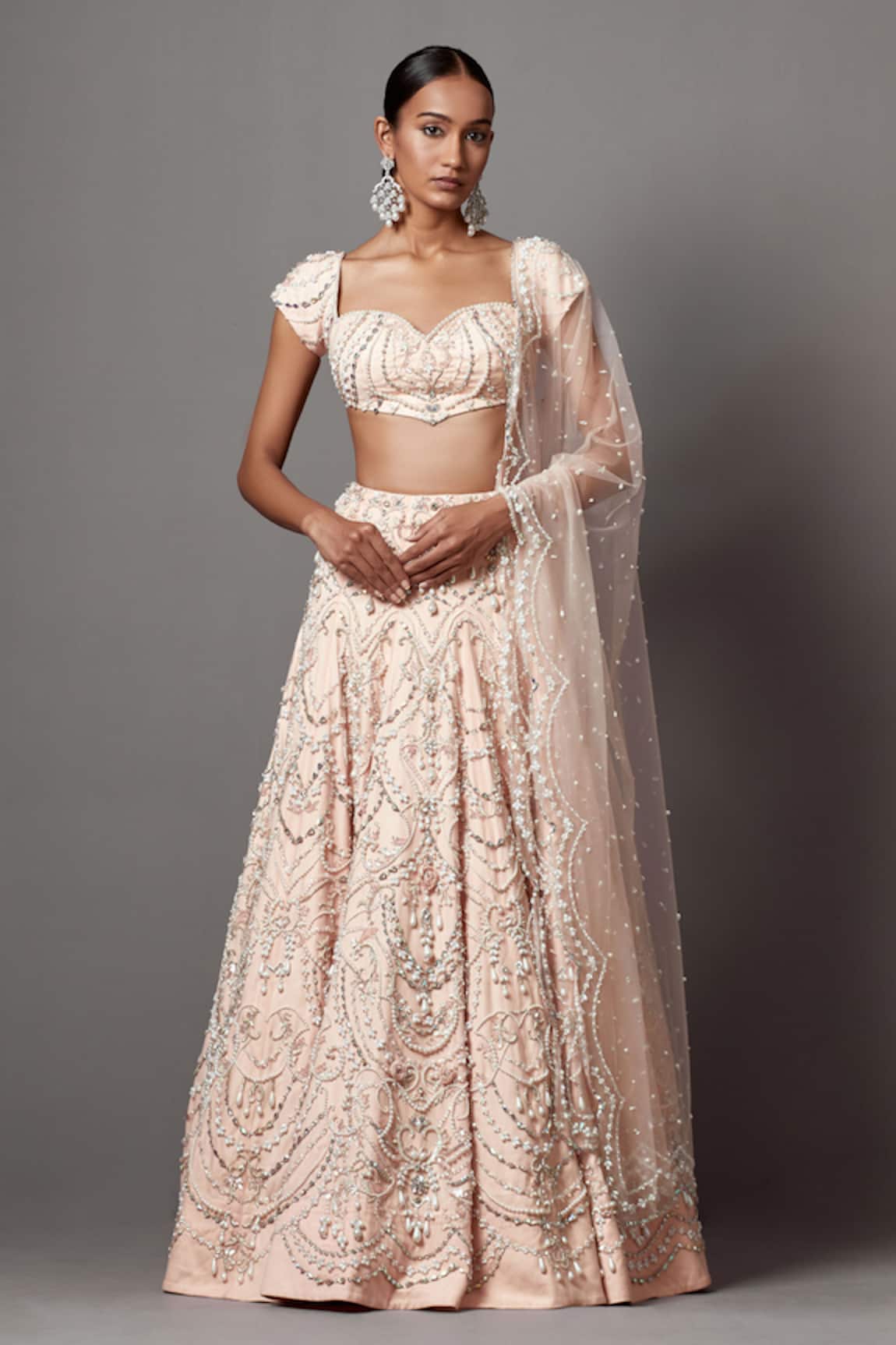 Mala and Kinnary Pearl Embellished Victorian Bridal Lehenga Set