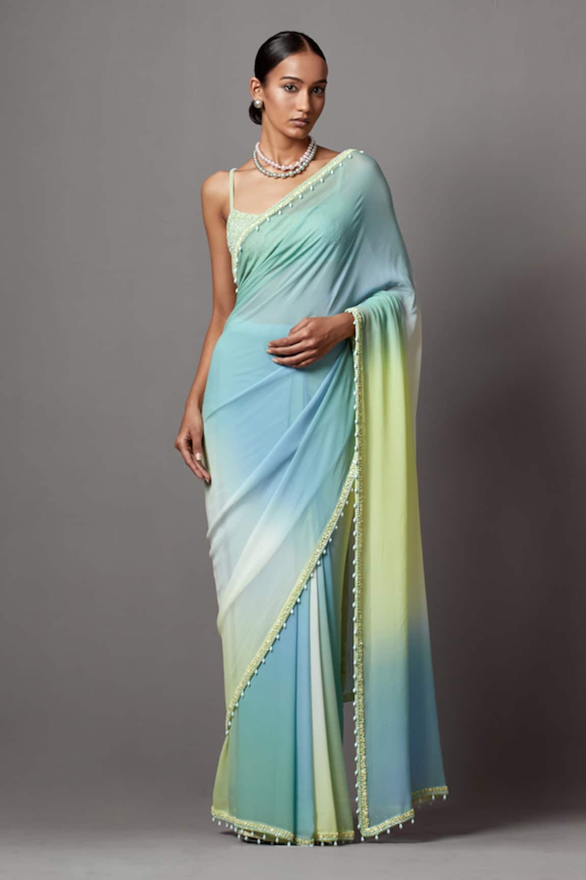 Mala and Kinnary Ombre Saree With Crystal Embellished Blouse