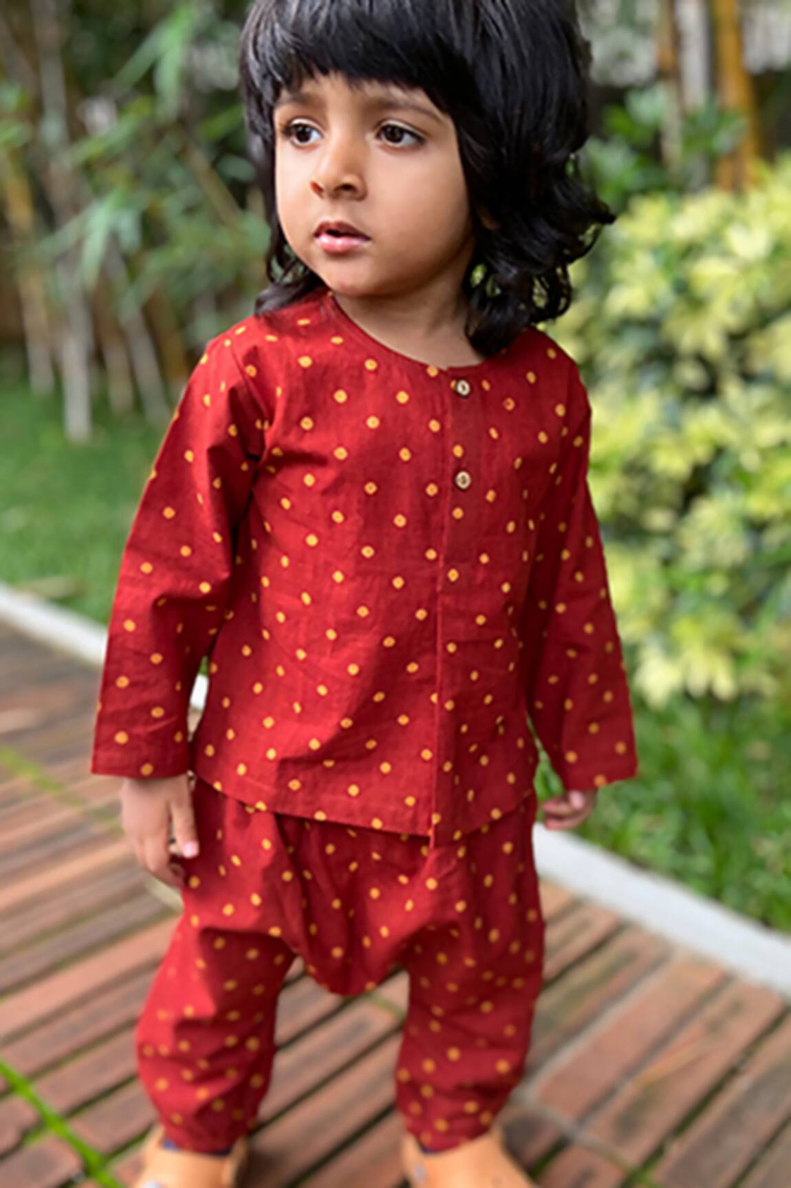 Whitewater Kids Polka Dot Print Kurta With Pant