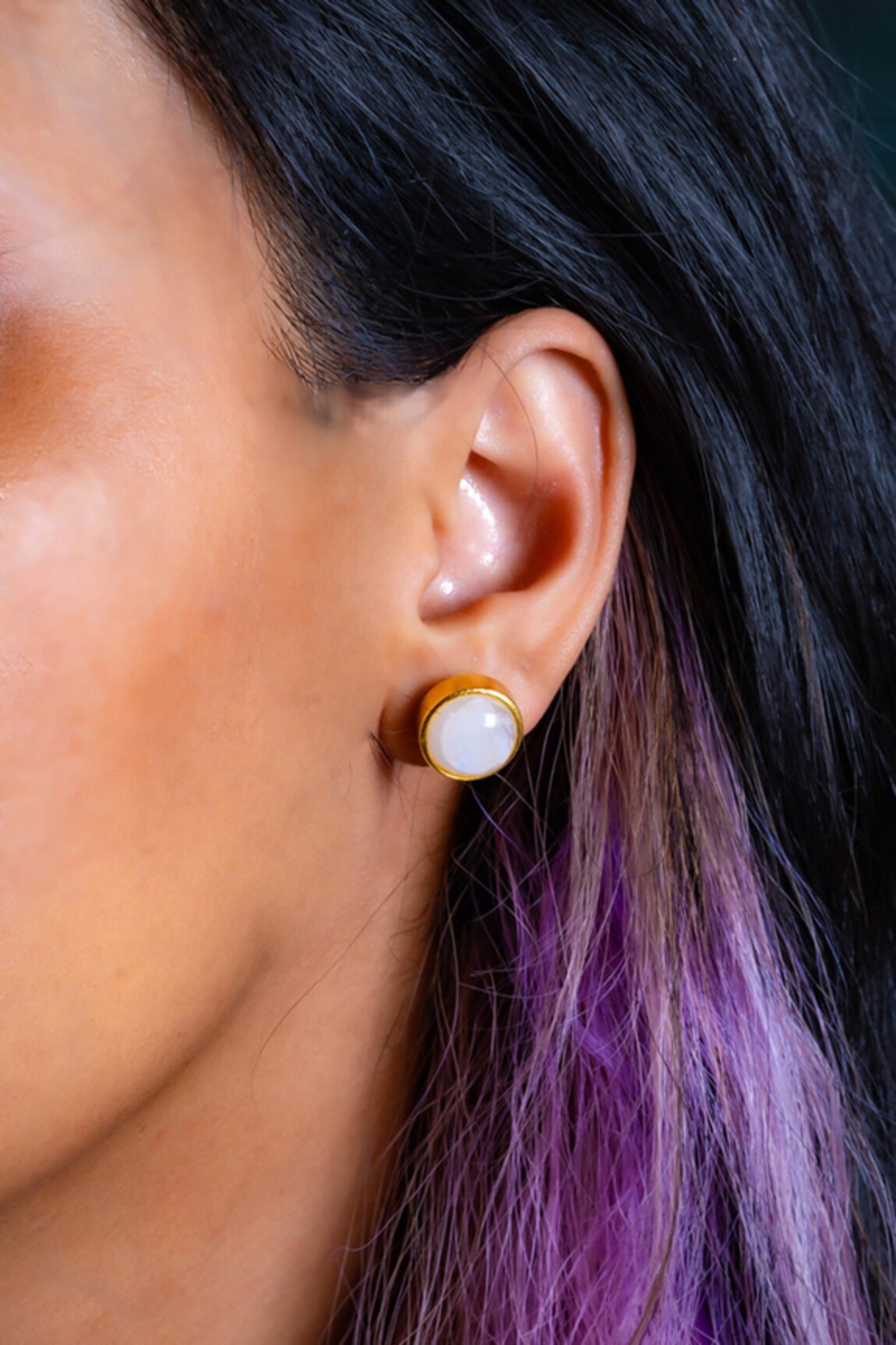 Totapari Moonstone Embellished Stud Earrings