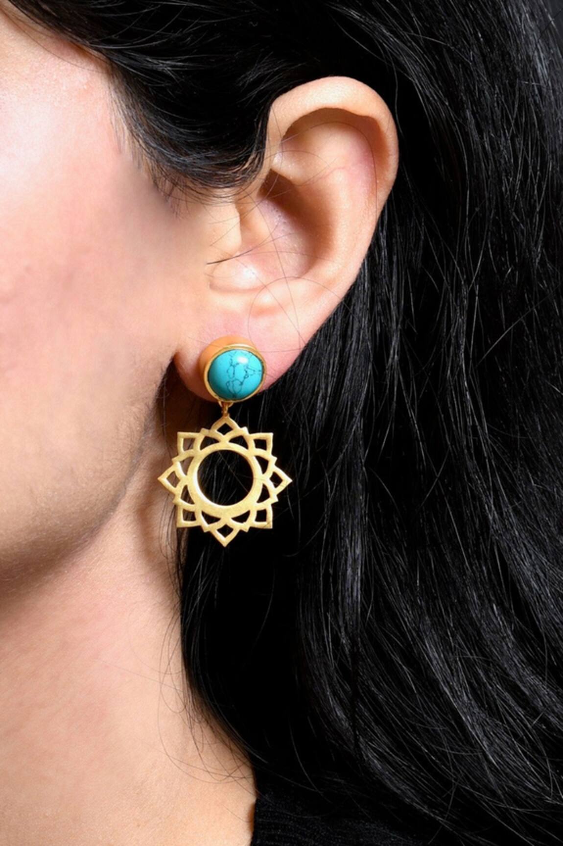 Totapari Vishuddhi Chakra Embellished Dangler Earrings