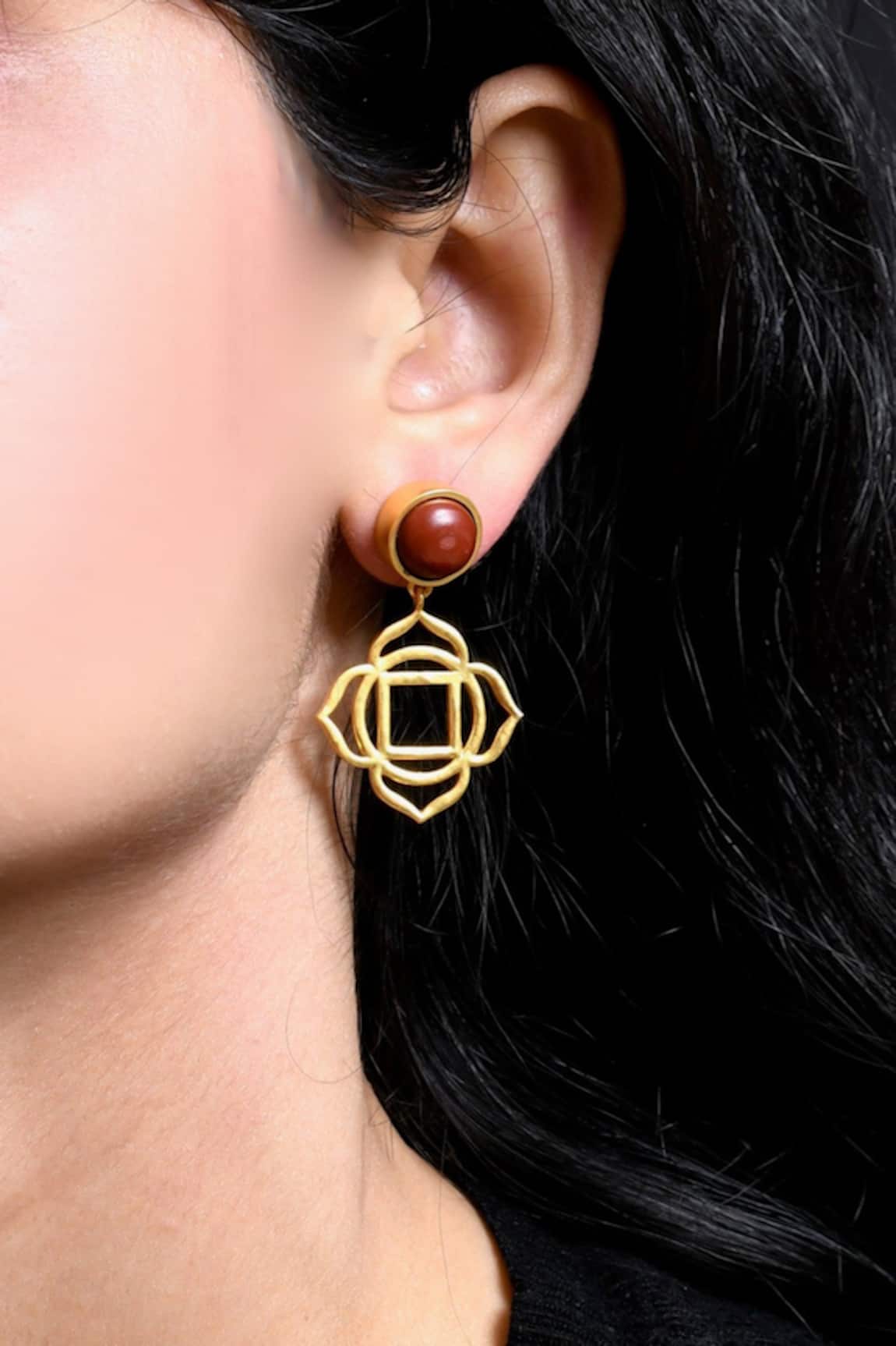 Totapari Root Chakra Embellished Dangler Earrings